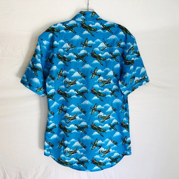 RSVLTS The Roosevelts Men's Size Small Blue Warhawk P-40 Plane Button Up Shirt - Picture 5 of 6